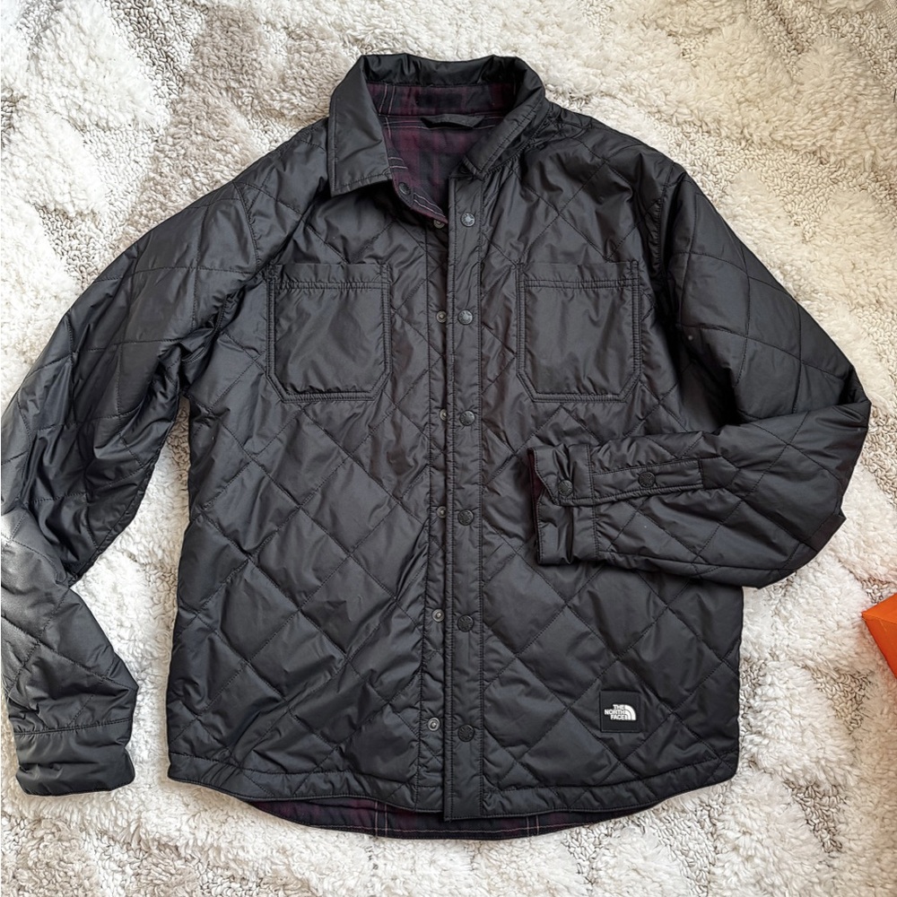 The north face Fort Point Insulated Flannel Jacket Men's reversible black plaid - Picture 4 of 12